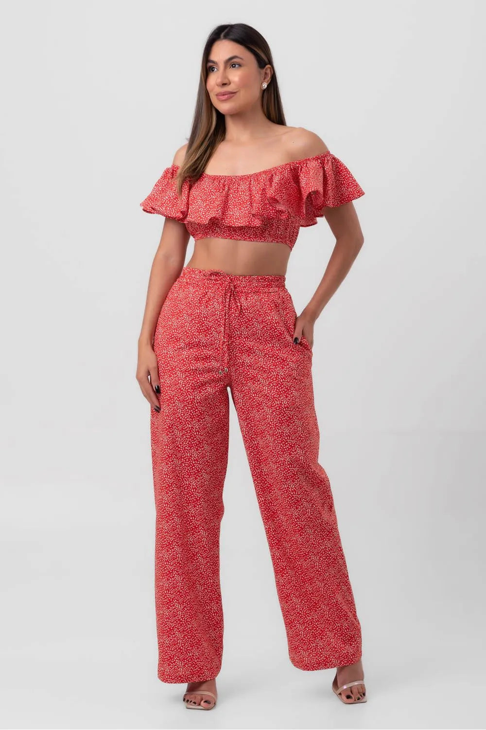 BLUSA TRICOLINE BABADO JAGUAR VERMELHO PEQUIÁ