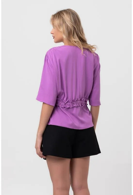 BLUSA DECOTE V ROLETÊ ROXA PEQUIÁ