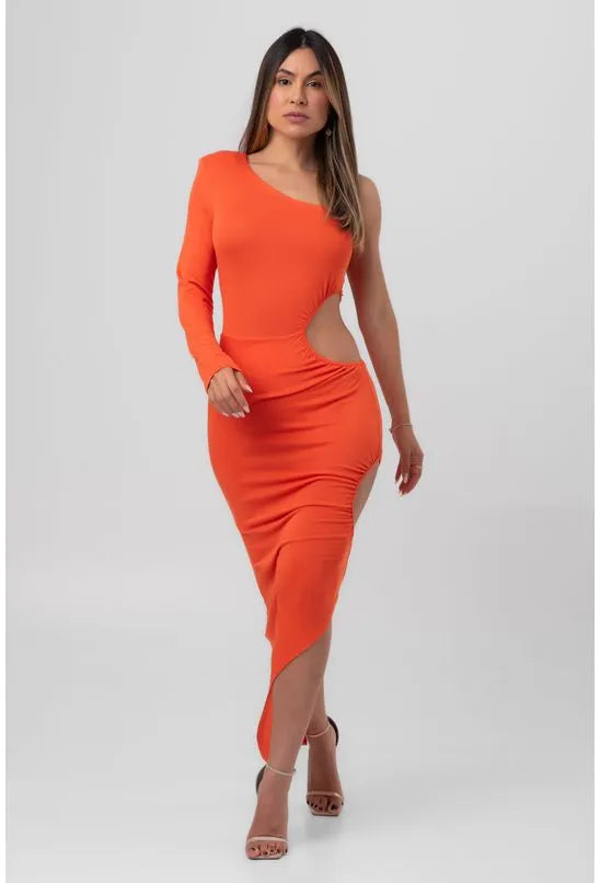 VESTIDO ASSIMÉTRICO LARANJA LABRAVA