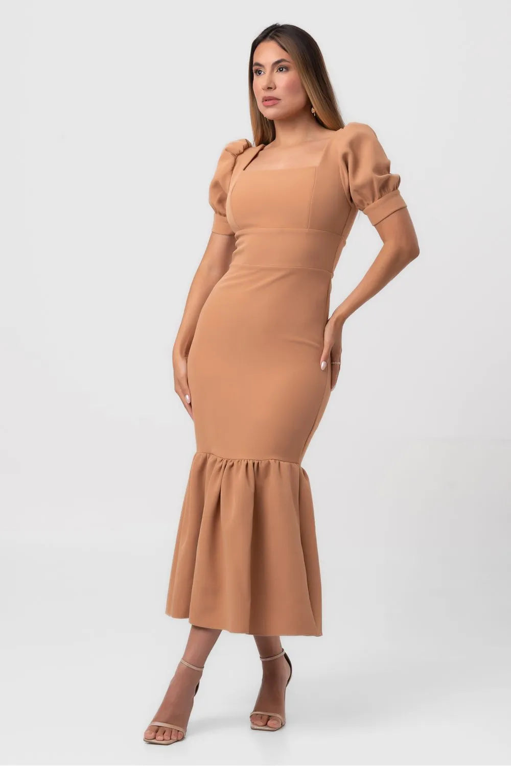 VESTIDO MIDI SEREIA BEGE LABRAVA