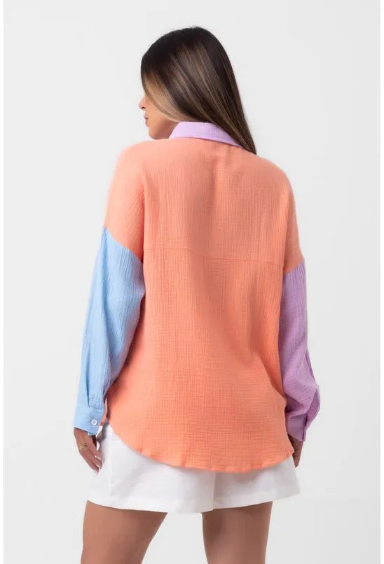 CAMISA MANGA LONGA DE LINHO AZUL