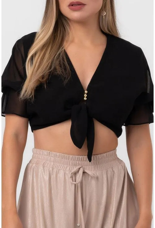 BLUSA CREPE CROPPED NÓ PRETA LABRAVA