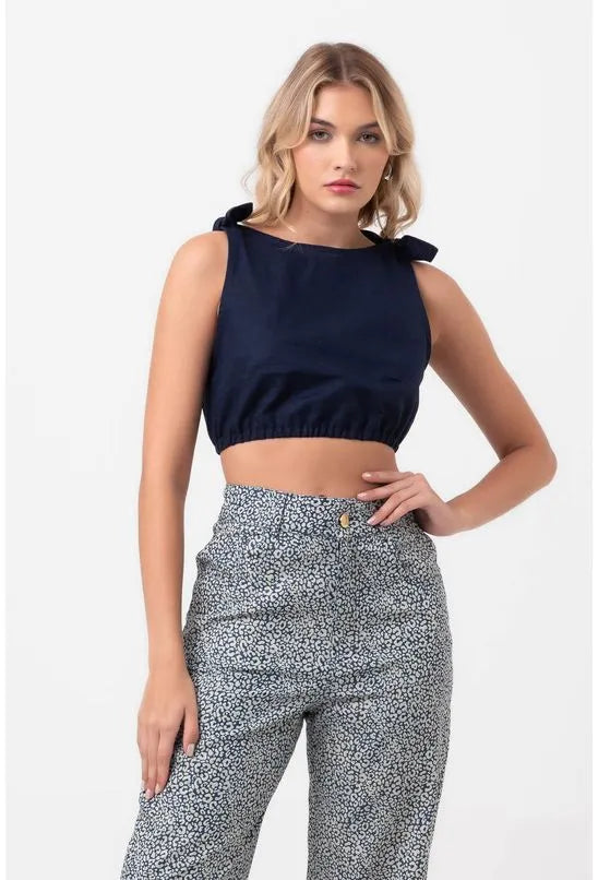 BLUSA CROPPED AMARRAÇÃO ALÇAS AZUL LABRAVA