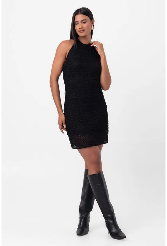 VESTIDO RENDA CURTO PRETO LABRAVA
