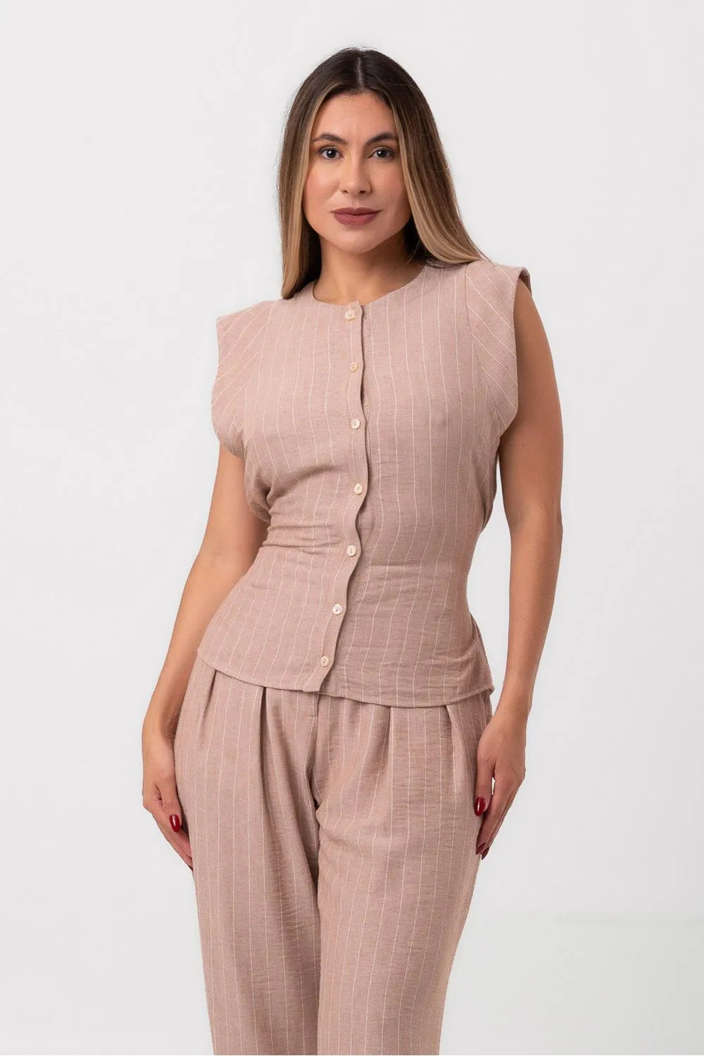 BLUSA AMARRAÇÃO LISTRAS VERANO BEGE LABRAVA