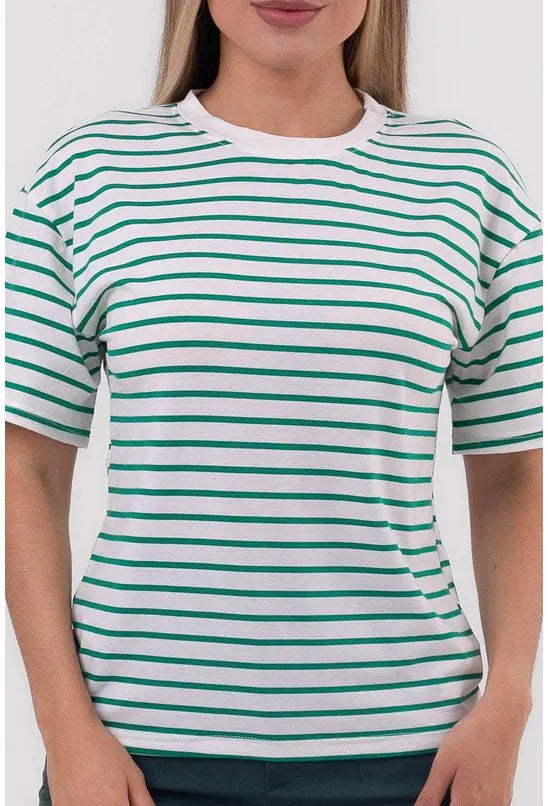 T-SHIRT BÁSICA LISTRADA VERDE