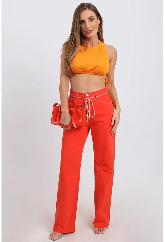 CROPPED COM AMARRAÇÃO LATERAL ANIMALE JEANS