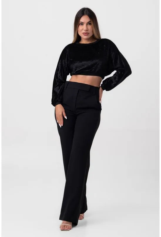 BLUSA CAMURÇA MANGA LONGA PRETA LABRAVA