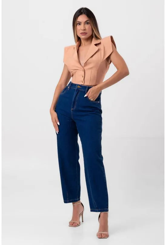 BLUSA CROPPED ACINTURADA BEGE LABRAVA
