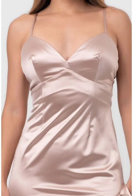 VESTIDO SATIN CURTO SLIP DRESS BEGE LABRAVA