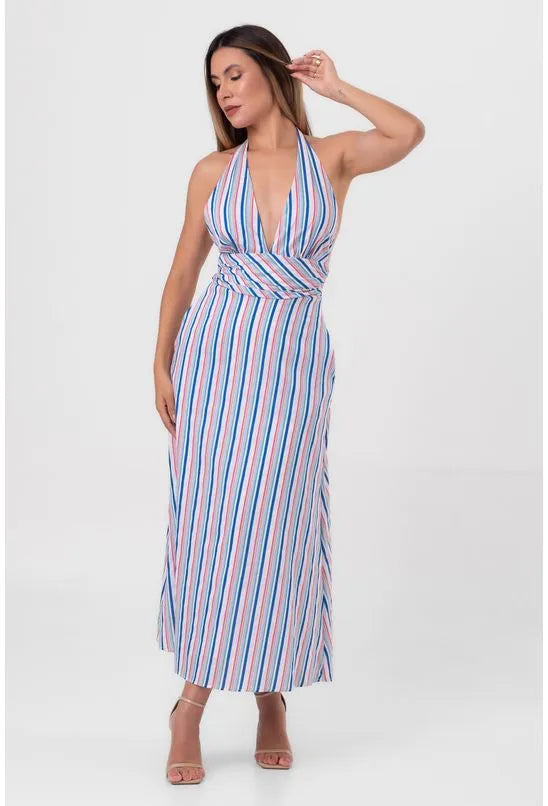 VESTIDO SUPER MIDI BÚZIOS LISTRADO PEQUIÁ