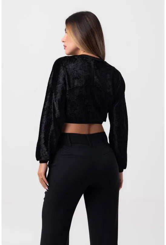 BLUSA CAMURÇA MANGA LONGA PRETA LABRAVA
