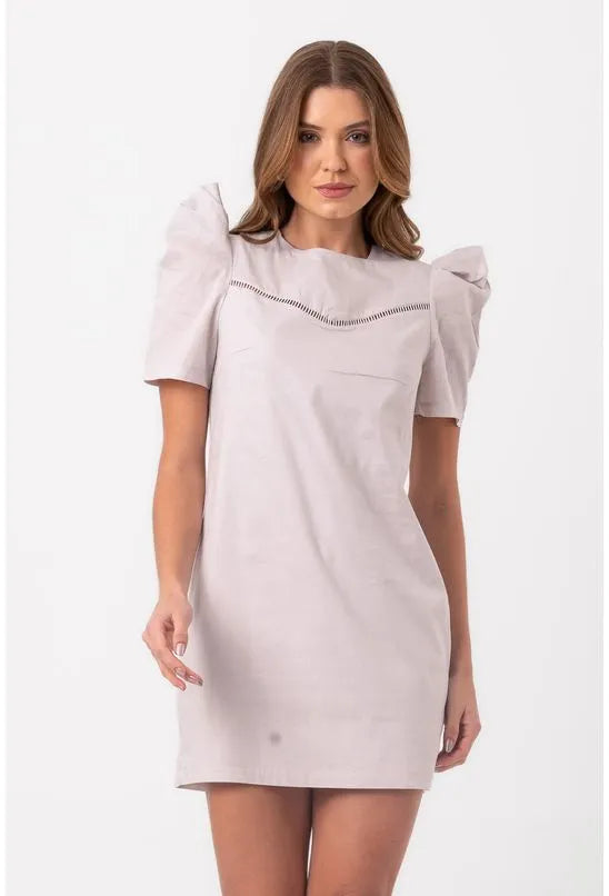 VESTIDO TRICOLINE CURTO ENTREMEIO CINZA PEQUIÁ