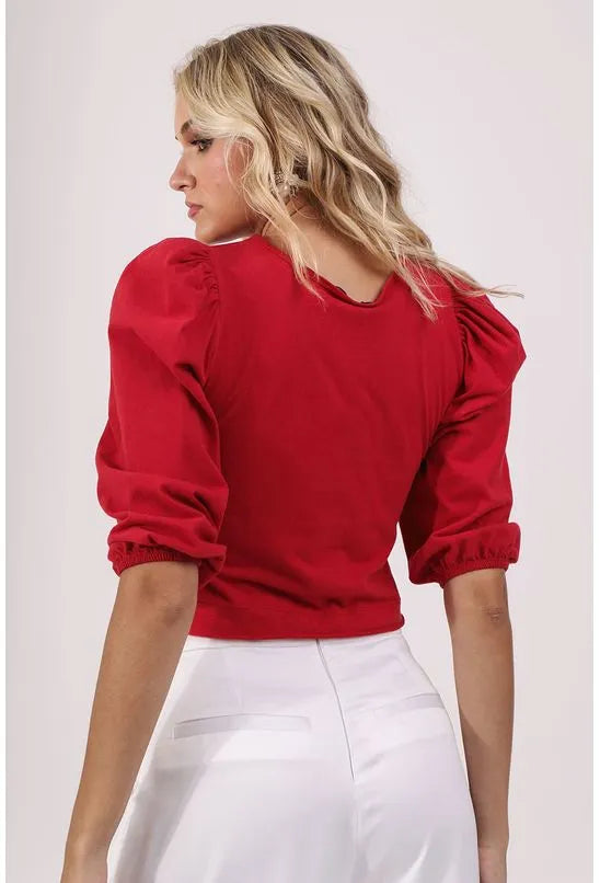BLUSA CROPPED FRANZIDA VERMELHA LABRAVA