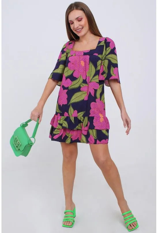 VESTIDO CURTO MAXI FLORA PEQUIÁ