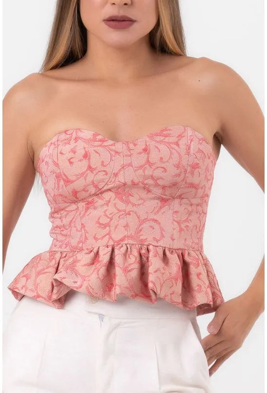 BLUSA JACQUARD SEM ALÇAS REALEZA PEQUIÁ