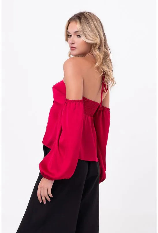 BLUSA DECOTE CORAÇÃO ACETINADA ROSA LABRAVA