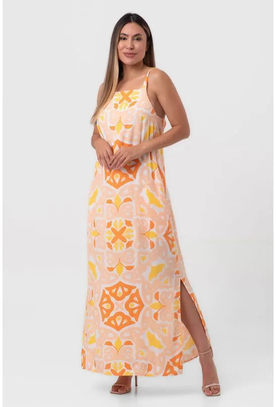 VESTIDO LONGO MANDALA SOLAR PEQUIÁ