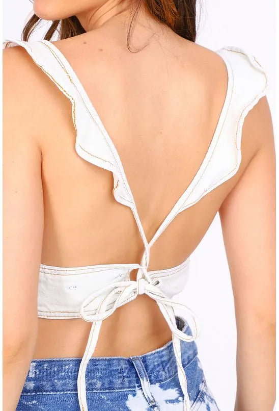 TOP CROPPED JEANS CLARO ANIMALE