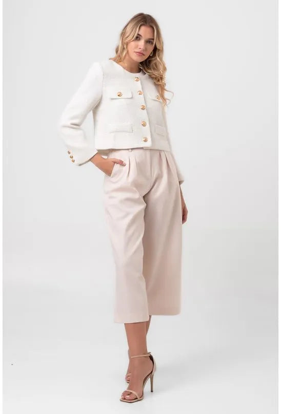 CASACO ELEGANTE DE TWEED BRANCO