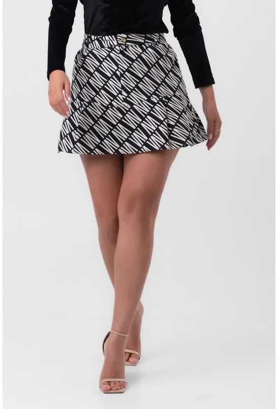 SAIA JACQUARD CURTA PREGAS GRAPHIC BLACK LABRAVA