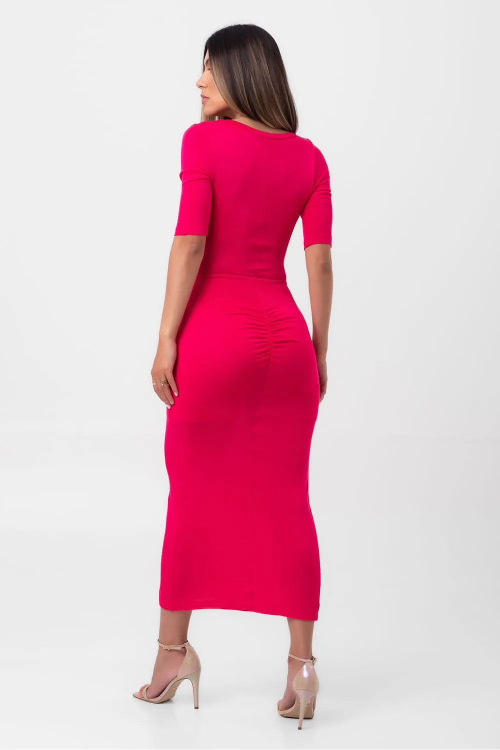 VESTIDO SUPER MIDI CANALETAS PINK LABRAVA