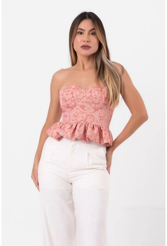 BLUSA JACQUARD SEM ALÇAS REALEZA PEQUIÁ
