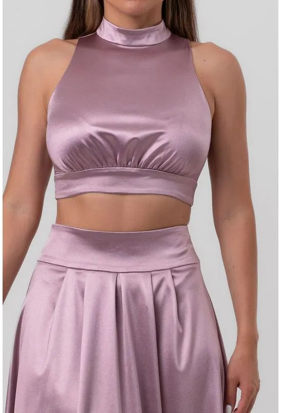 TOP SATIN CROPPED ROXO LABRAVA