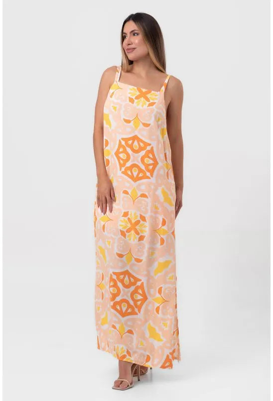 VESTIDO LONGO MANDALA SOLAR PEQUIÁ