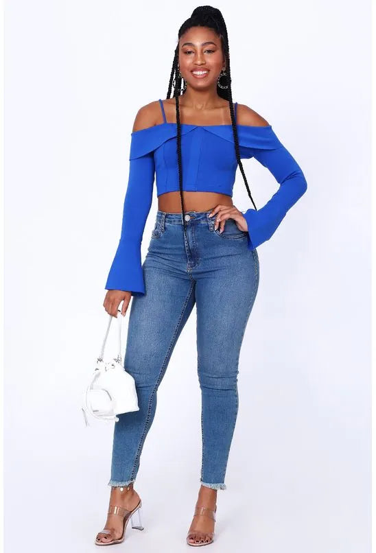 CROPPED MANGA LONGA ALL IS LOVE - AZUL
