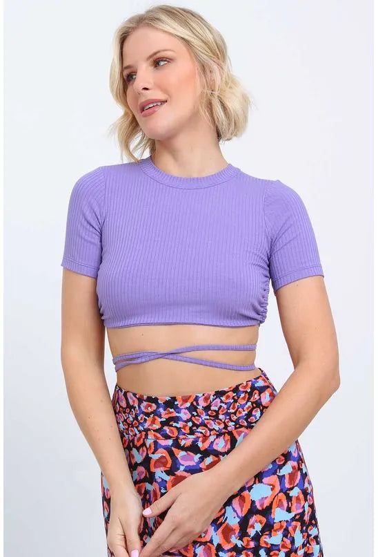 BLUSA AMARRACAO CANELADA ROXA PEQUIA