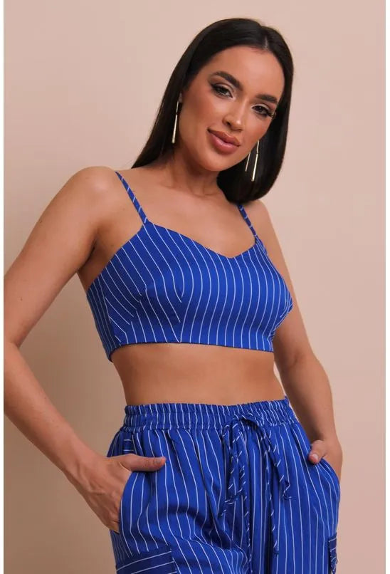 TOP ALÇA LISTRADO AZUL PEQUIÁ