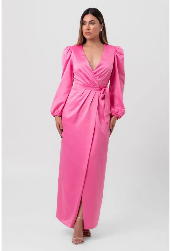 VESTIDO SUPER MIDI TRANSPASSADO ROSA LABRAVA