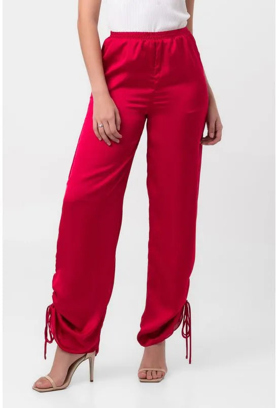 CALÇA RETA ACETINADA ROSA LABRAVA