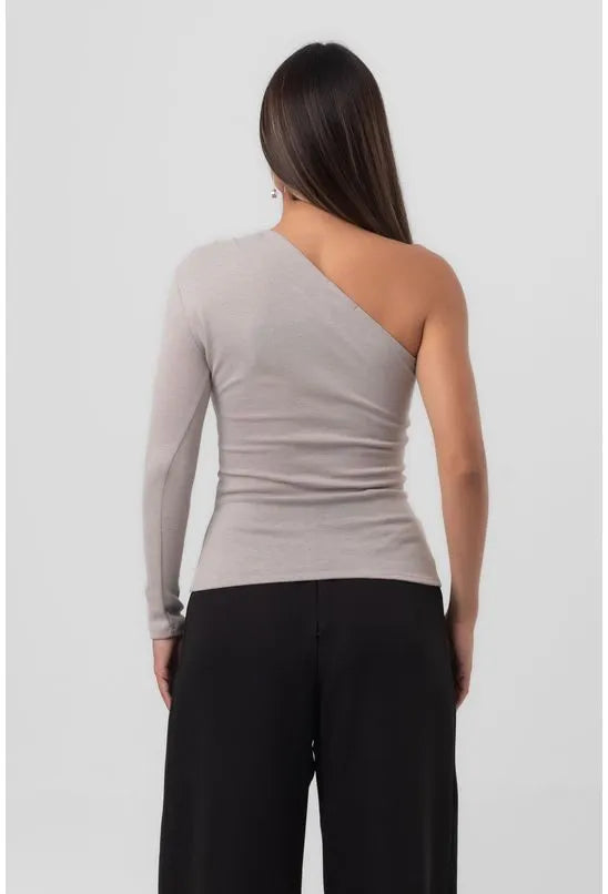 BLUSA ASSIMÉTRICA MANGA LONGA CINZA LABRAVA