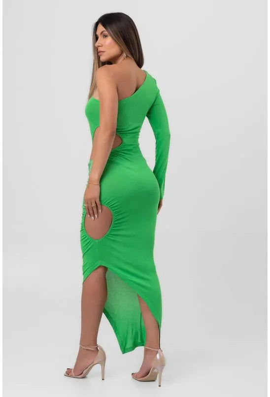 VESTIDO ASSIMETRICO VERDE LABRAVA