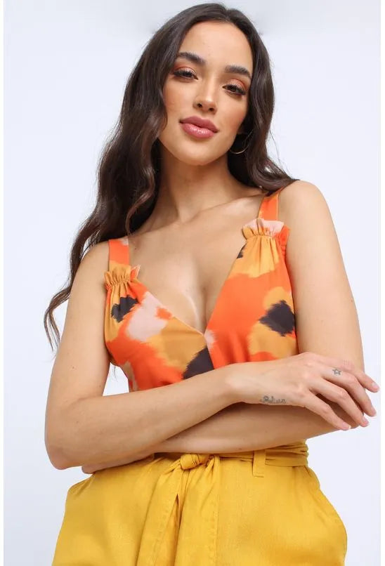 BLUSA DECOTE V ALÇA COM BABADO MORENA ROSA