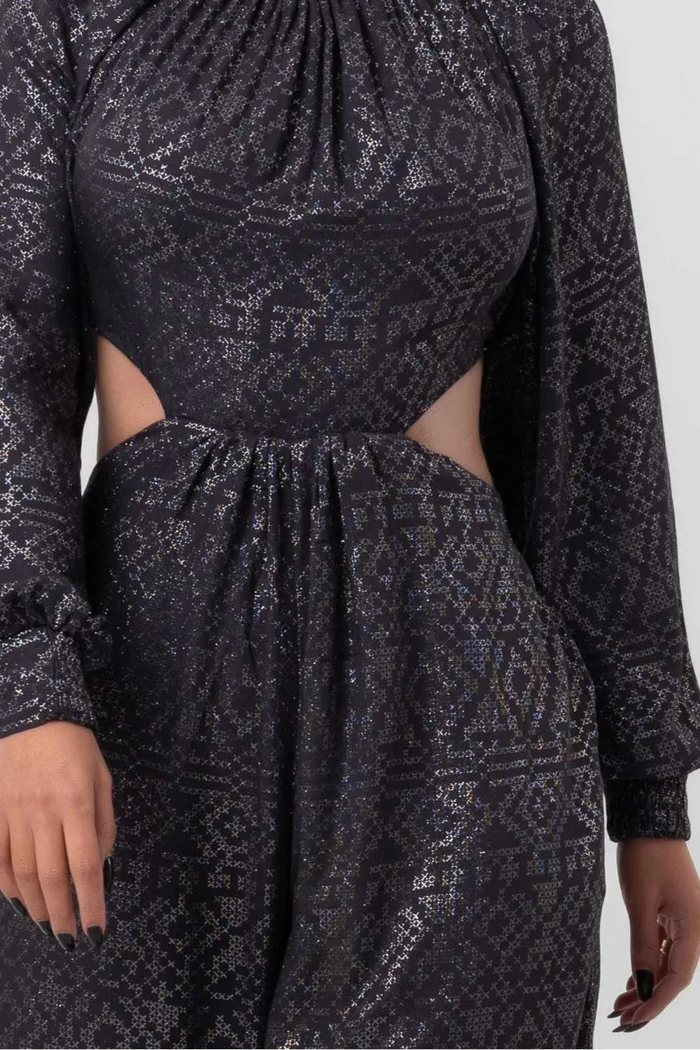 MACACÃO VISCOSE METÁLICO LAÇO COSTAS PRATA LABRAVA