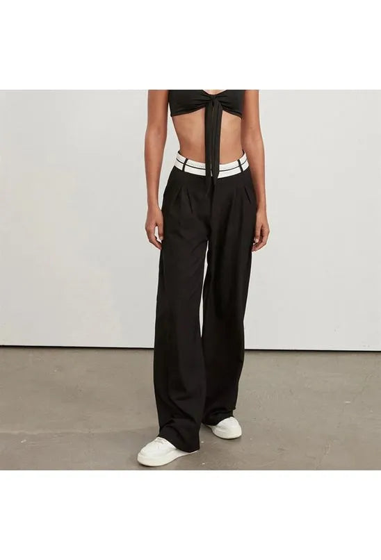 CALÇA CASUAL RETA CINTURA ALTA PRETA