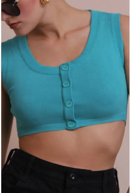 TOP TRICOT BOTÕES ANIMALE JEANS