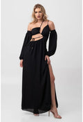 VESTIDO LONGO RECORTES PRETO LABRAVA