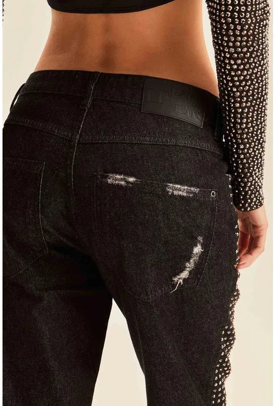 CALÇA JEANS RETA LOW LANÇA PERFUME