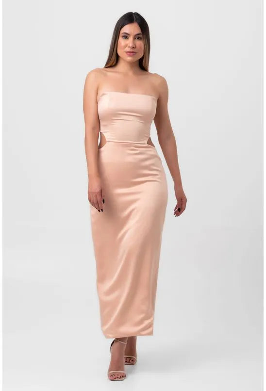 VESTIDO SUPER MIDI BEGE LABRAVA