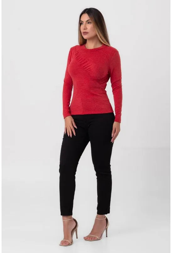 BLUSA MANGA LONGA FRANZIDA VERMELHA LABRAVA