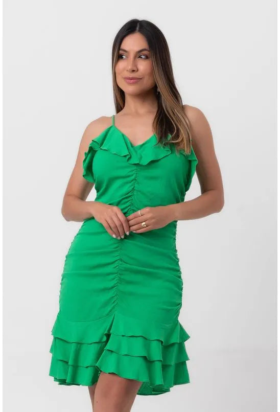 VESTIDO VISCOSE CURTO VERDE PEQUIÁ