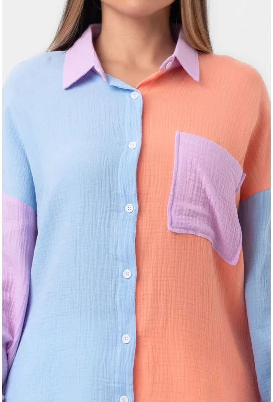 CAMISA MANGA LONGA DE LINHO AZUL