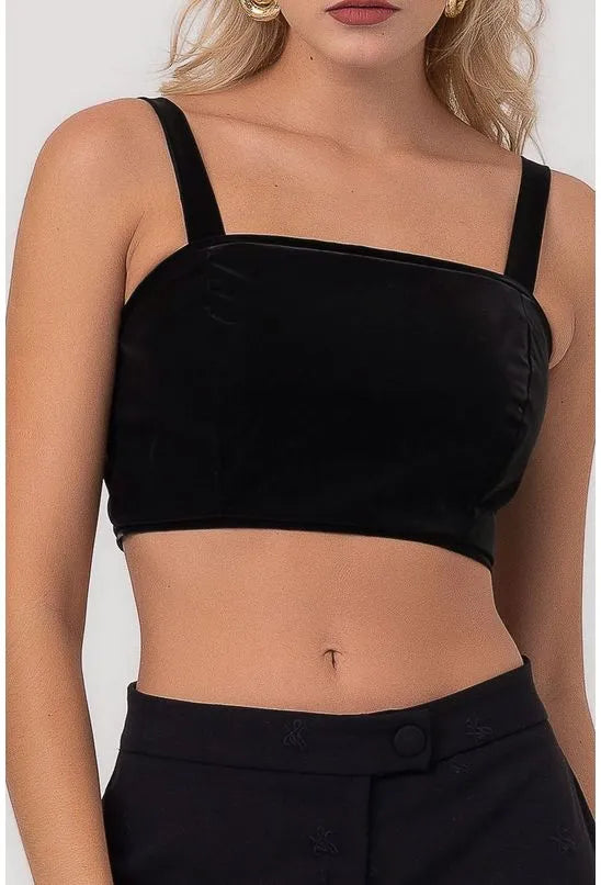 TOP COURO TECNO CURTO PRETO LABRAVA