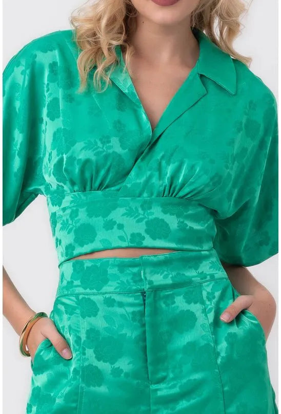 BLUSA JACQUARD FAIXA CAMPO BELO VERDE PEQUIÁ