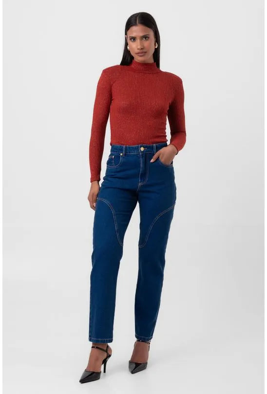 BLUSA TRICOT CANELADO MANGA LONGA VERMELHO LABRAVA