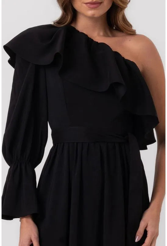 VESTIDO SUPER MIDI MANGA BUFANTE PRETO LABRAVA
